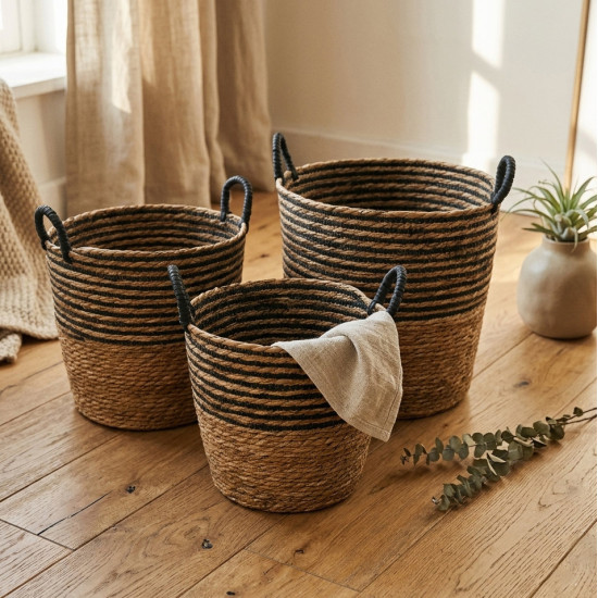 Straw Basket Set 3 Pcs